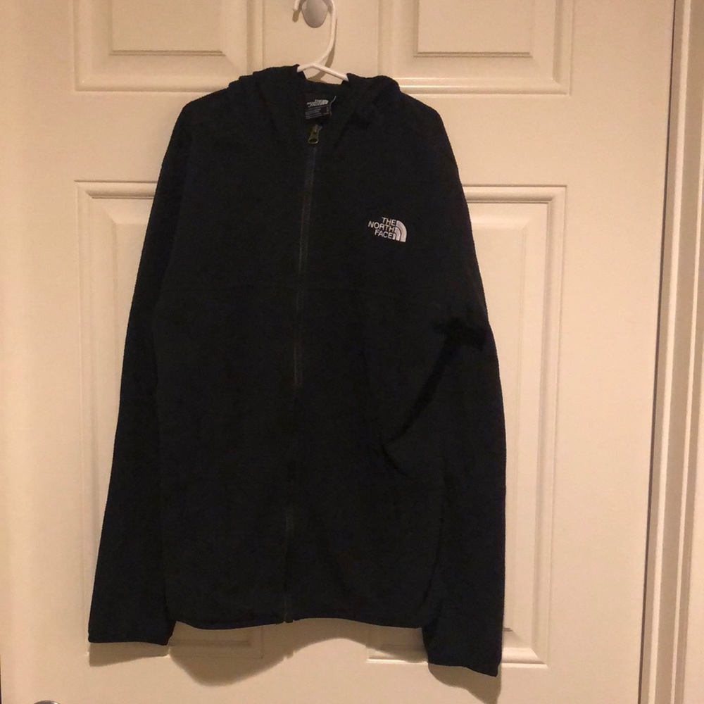 North Face Black Fleece Long Sleeve Hooded sweater with two pockets